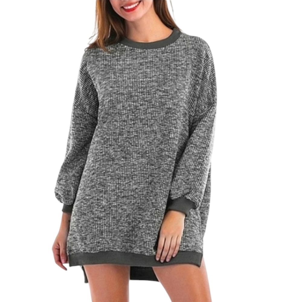 Oversized Ribbed Sweater Dress Tunic Small Heather Gray